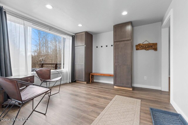 228 Snowgoose Ln Unit 8, Sandpoint, ID 83864 - living area featuring wood finished floors, baseboards, and recessed lighting