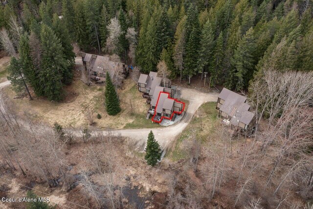 228 Snowgoose Ln Unit 8, Sandpoint, ID 83864 - view from above of property featuring a heavily wooded area