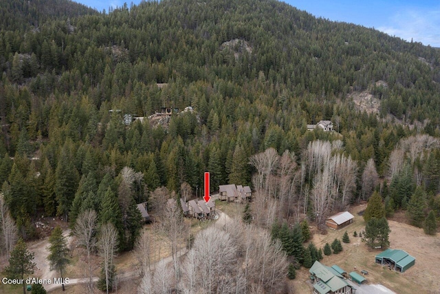 228 Snowgoose Ln Unit 8, Sandpoint, ID 83864 - view of property location with a heavily wooded area and a mountainous background