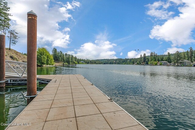 5835 E Steamboat Bnd, Post Falls, ID 83854 - dock area featuring a water view and a wooded view
