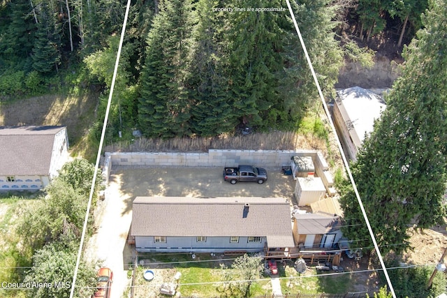 511 E Spring St, Oldtown, ID 83822 - aerial view of property and surrounding area with property boundaries highlighted