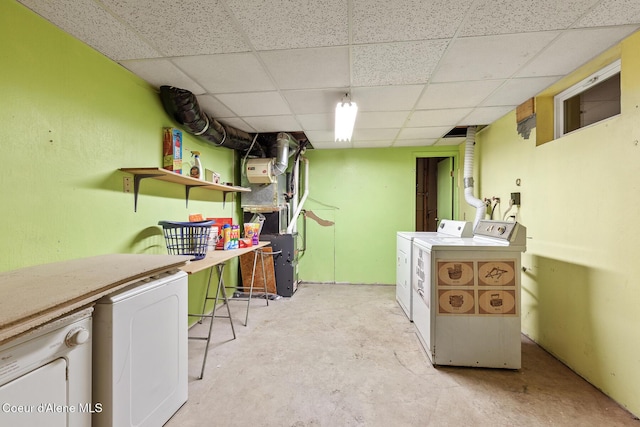 15248 N Atlas Rd, Rathdrum, ID 83858 - finished basement featuring separate washer and dryer, a paneled ceiling, and heating unit