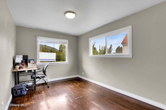 316 W Brown Ave, Kellogg, ID 83837 - office area with plenty of natural light, hardwood / wood-style floors, and baseboards