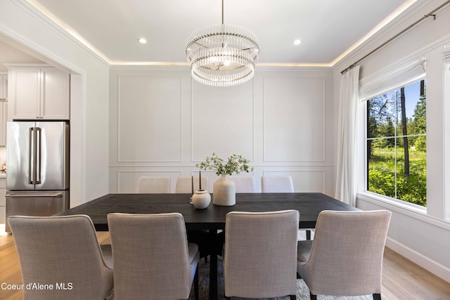 287 Mesa Dr, Athol, ID 83801 - dining area featuring a chandelier, a decorative wall, light wood-style flooring, and recessed lighting