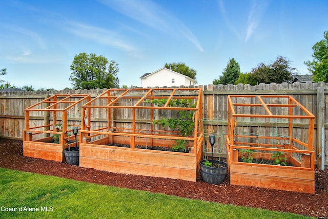 500 N Elm Rd, Post Falls, ID 83854 - exterior space featuring a fenced backyard and a vegetable garden