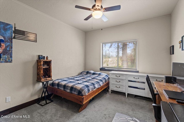 23378 N Prominence Rd, Rathdrum, ID 83858 - carpeted bedroom featuring a textured wall, a desk, and ceiling fan