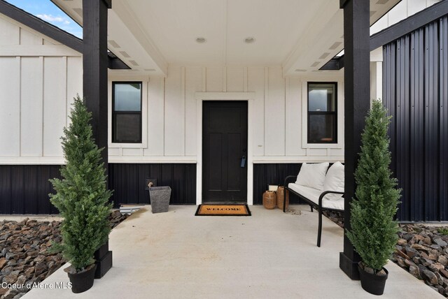 27455 N Caribou Ave, Athol, ID 83801 - doorway to property with board and batten siding
