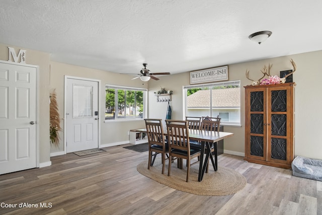 15272 N Stevens St, Rathdrum, ID 83858 - dining space featuring wood finished floors, baseboards, and ceiling fan