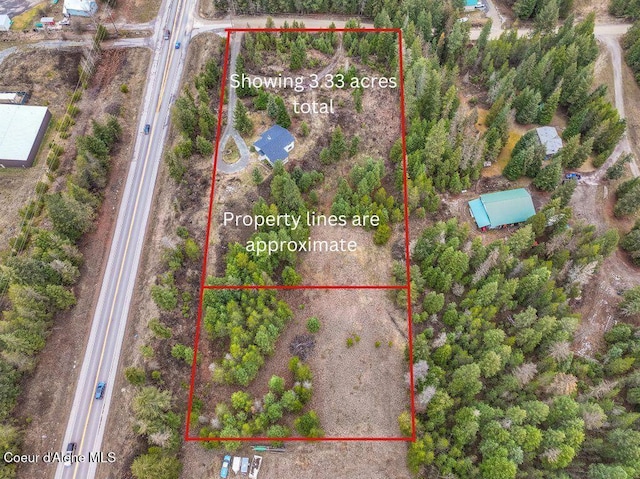 16 Beers Humbird Rd, Sagle, ID 83860 - aerial view of property's location featuring property boundaries highlighted