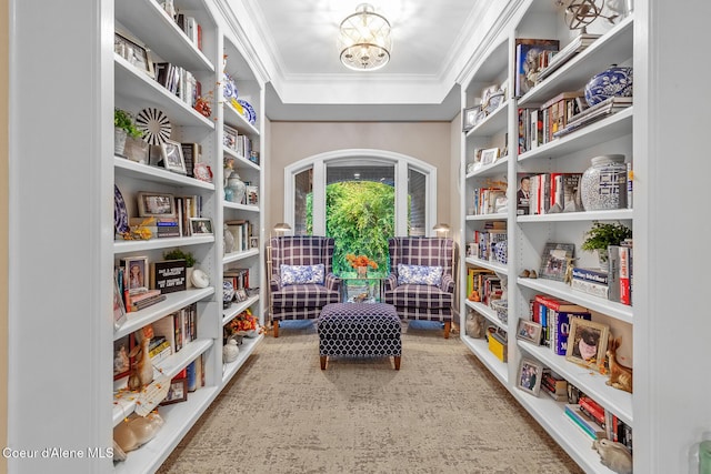 2177 E Totten Ln, Dalton Gardens, ID 83815 - sitting room with crown molding, a chandelier, and a tray ceiling