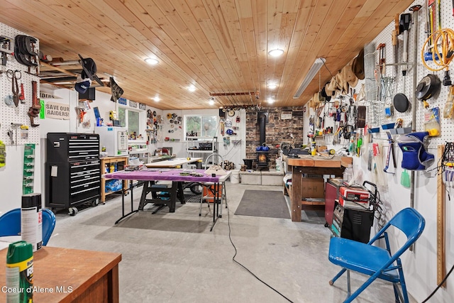 2177 E Totten Ln, Dalton Gardens, ID 83815 - misc room with a workshop area, concrete flooring, wood ceiling, and recessed lighting
