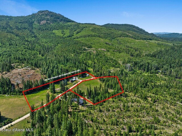 929 Irish Rd, Sagle, ID 83860 - aerial overview of property's location featuring property parcel outlined
