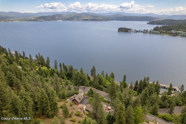 4987 S Bay Pointe Way, Coeur Dalene, ID 83814 - aerial view of property and surrounding area with a water and mountain view