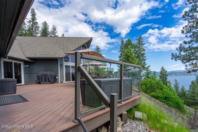 4987 S Bay Pointe Way, Coeur Dalene, ID 83814 - wooden deck featuring a grill and central AC unit