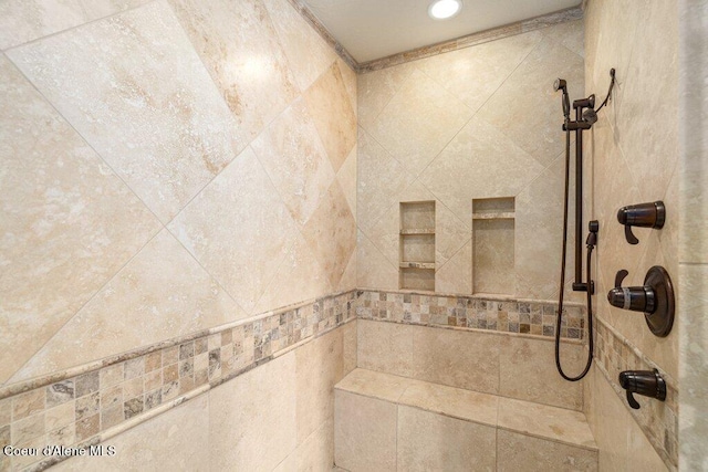 4987 S Bay Pointe Way, Coeur Dalene, ID 83814 - full bathroom with tiled shower and recessed lighting