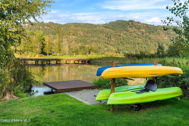 541 N Idaho Club Dr, Sandpoint, ID 83864 - dock area with a view of trees, a water and mountain view, and a yard