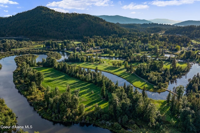 541 N Idaho Club Dr, Sandpoint, ID 83864 - aerial view of property and surrounding area featuring a water and mountain view and a forest