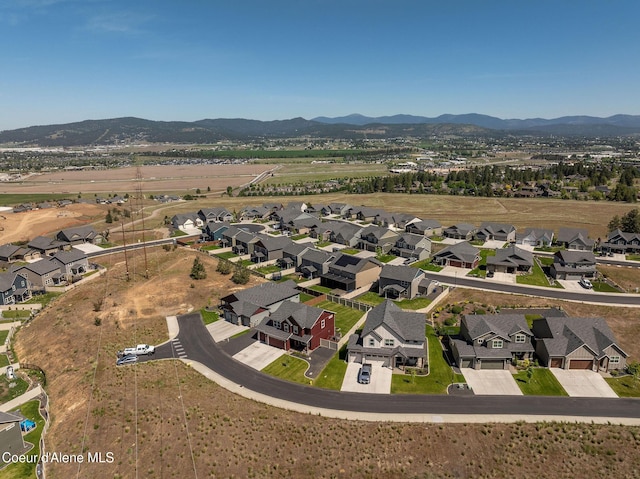 21367 E Acadia Ct, Liberty Lake, WA 99019 - aerial view of property and surrounding area featuring mountains and nearby suburban area