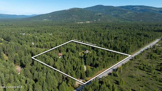 13 Park Dr, Spirit Lake, ID 83869 - aerial view of property's location with a forest, mountains, and property boundaries highlighted