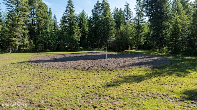 13 Park Dr, Spirit Lake, ID 83869 - view of home's community featuring a lawn, volleyball court, and a forest view