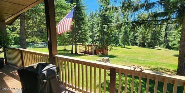 229 Henderson Lp, Kamiah, ID 83536 - wooden terrace with a lawn