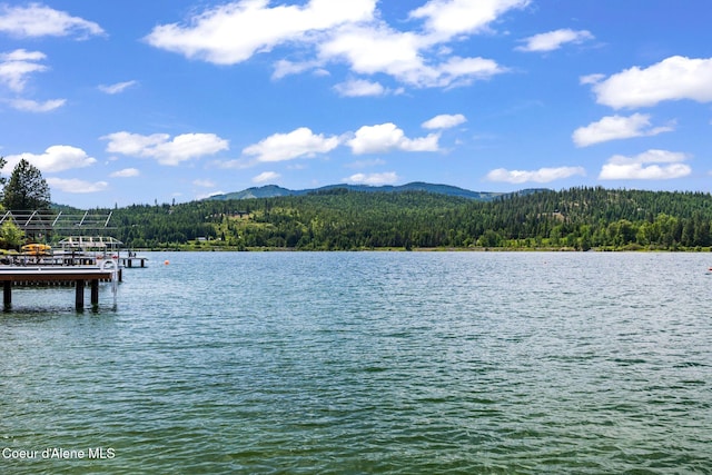 9307 Lakeshore Dr, Sagle, ID 83860 - water view featuring a boat dock and a mountainous background