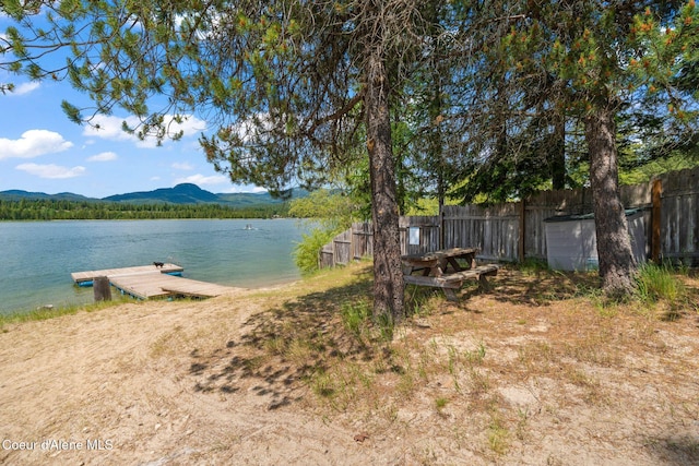9307 Lakeshore Dr, Sagle, ID 83860 - view of yard with a water and mountain view and a boat dock