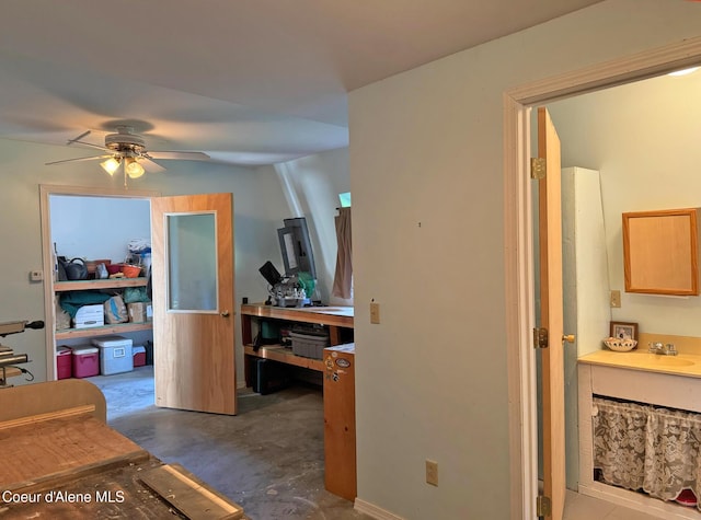 9307 Lakeshore Dr, Sagle, ID 83860 - hall with concrete floors and a sink