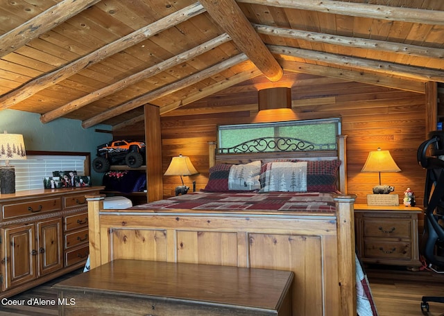 197 Berry Hl, Cocolalla, ID 83813 - bedroom featuring wooden ceiling, wood finished floors, and wooden walls
