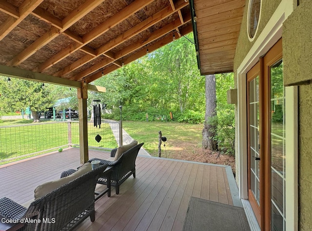 197 Berry Hl, Cocolalla, ID 83813 - wooden deck featuring a yard and french doors