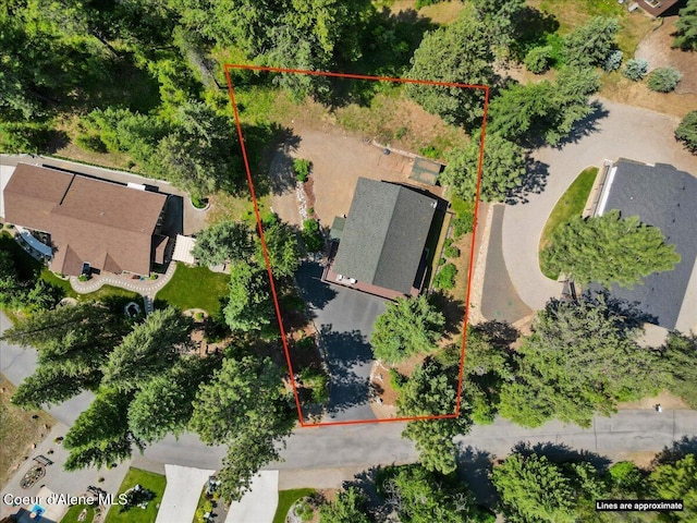 106 Stewart Dr, Blanchard, ID 83804 - aerial view of property and surrounding area with property parcel outlined