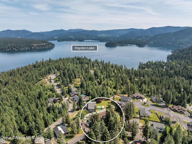 8846 N Clarkview Pl, Hayden, ID 83835 - bird's eye view of a water and mountain view and a heavily wooded area