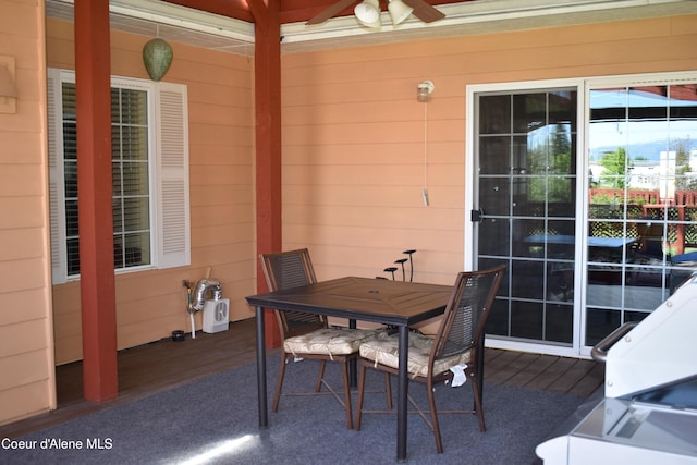 1406 Walnut, Sandpoint, ID 83864 - sunroom featuring outdoor dining space and a ceiling fan