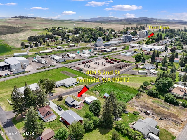 409 N 2nd St, Fairfield, WA 99012 - aerial overview of property's location featuring mountains