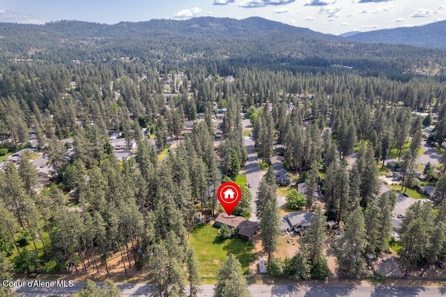 201 S Sequoia Ct, Post Falls, ID 83854 - aerial view of property and surrounding area featuring a forest and mountains