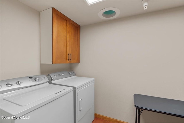 303 S 11th St, Coeur Dalene, ID 83814 - laundry room featuring cabinet space, separate washer and dryer, and baseboards