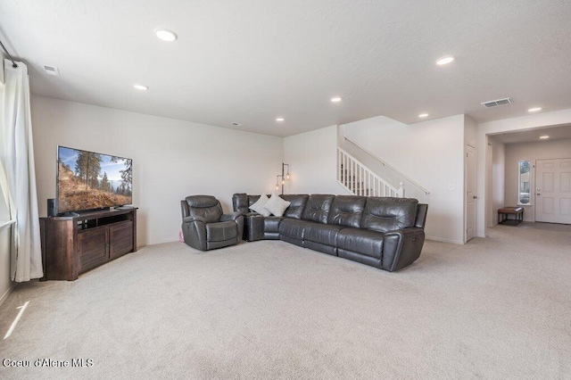 16171 N Hadley Loop, Rathdrum, ID 83858 - carpeted living area with recessed lighting, stairs, and baseboards