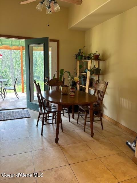 707 Patches Ln, Saint Maries, ID 83861 - dining room featuring a ceiling fan and light tile patterned floors