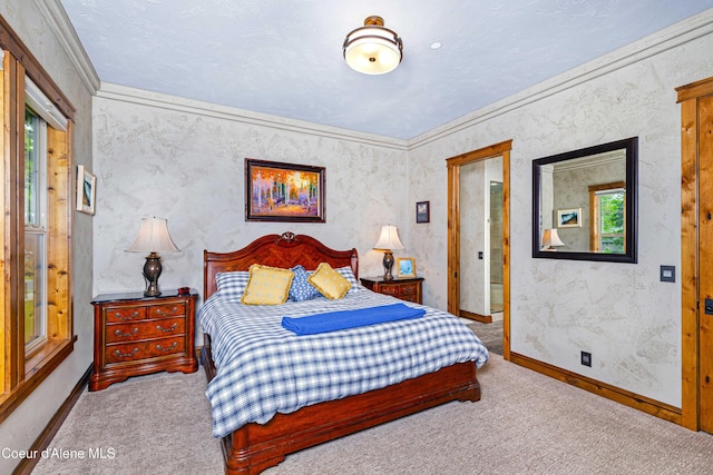 3857 E Beckon Ridge Rd, Coeur Dalene, ID 83814 - bedroom featuring carpet floors, multiple windows, and ornamental molding