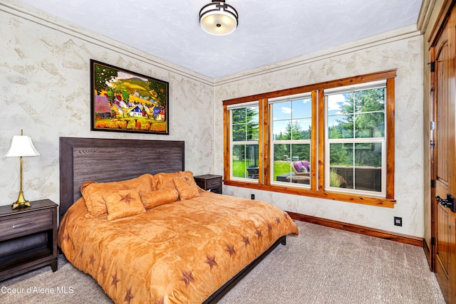 3857 E Beckon Ridge Rd, Coeur Dalene, ID 83814 - carpeted bedroom featuring wallpapered walls and multiple windows