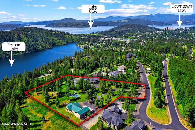 3857 E Beckon Ridge Rd, Coeur Dalene, ID 83814 - view of property location with a water and mountain view and property boundaries highlighted