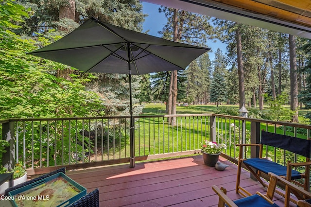 3593 W Fairway Dr, Coeur Dalene, ID 83815 - deck featuring a yard