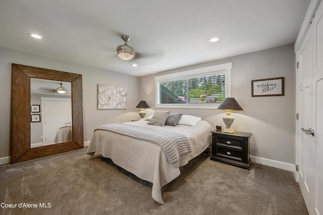 3593 W Fairway Dr, Coeur Dalene, ID 83815 - carpeted bedroom with baseboards, recessed lighting, and ceiling fan