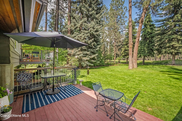 3593 W Fairway Dr, Coeur Dalene, ID 83815 - deck with a yard and outdoor dining area