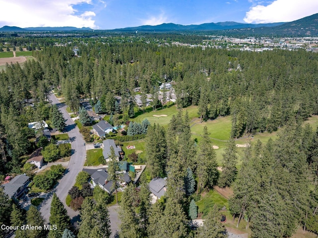 3593 W Fairway Dr, Coeur Dalene, ID 83815 - aerial view of property's location with a mountainous background and a heavily wooded area
