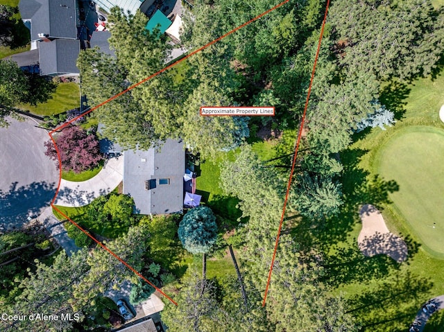 3593 W Fairway Dr, Coeur Dalene, ID 83815 - aerial view of property's location with property boundaries highlighted