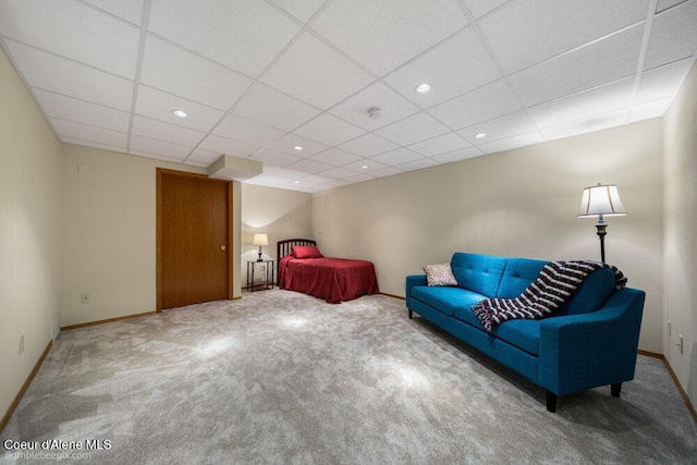8416 N Haye Ln, Newman Lake, WA 99025 - bedroom with carpet flooring, baseboards, recessed lighting, and a paneled ceiling