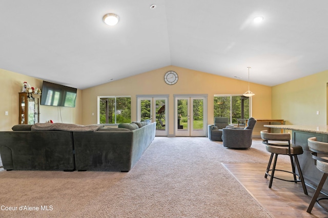 53 Koyokuk Trl, Spirit Lake, ID 83869 - living room with lofted ceiling and light colored carpet