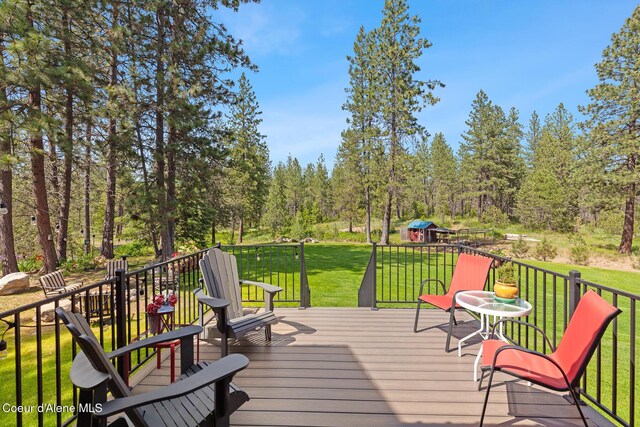 2609 W Seasons Rd, Athol, ID 83801 - wooden terrace featuring a lawn
