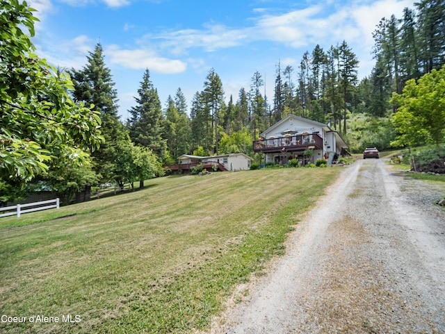 26370 S Hinds Dr, Saint Maries, ID 83861 - view of yard with driveway and a wooden deck
